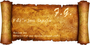 Fürjes Gyula névjegykártya